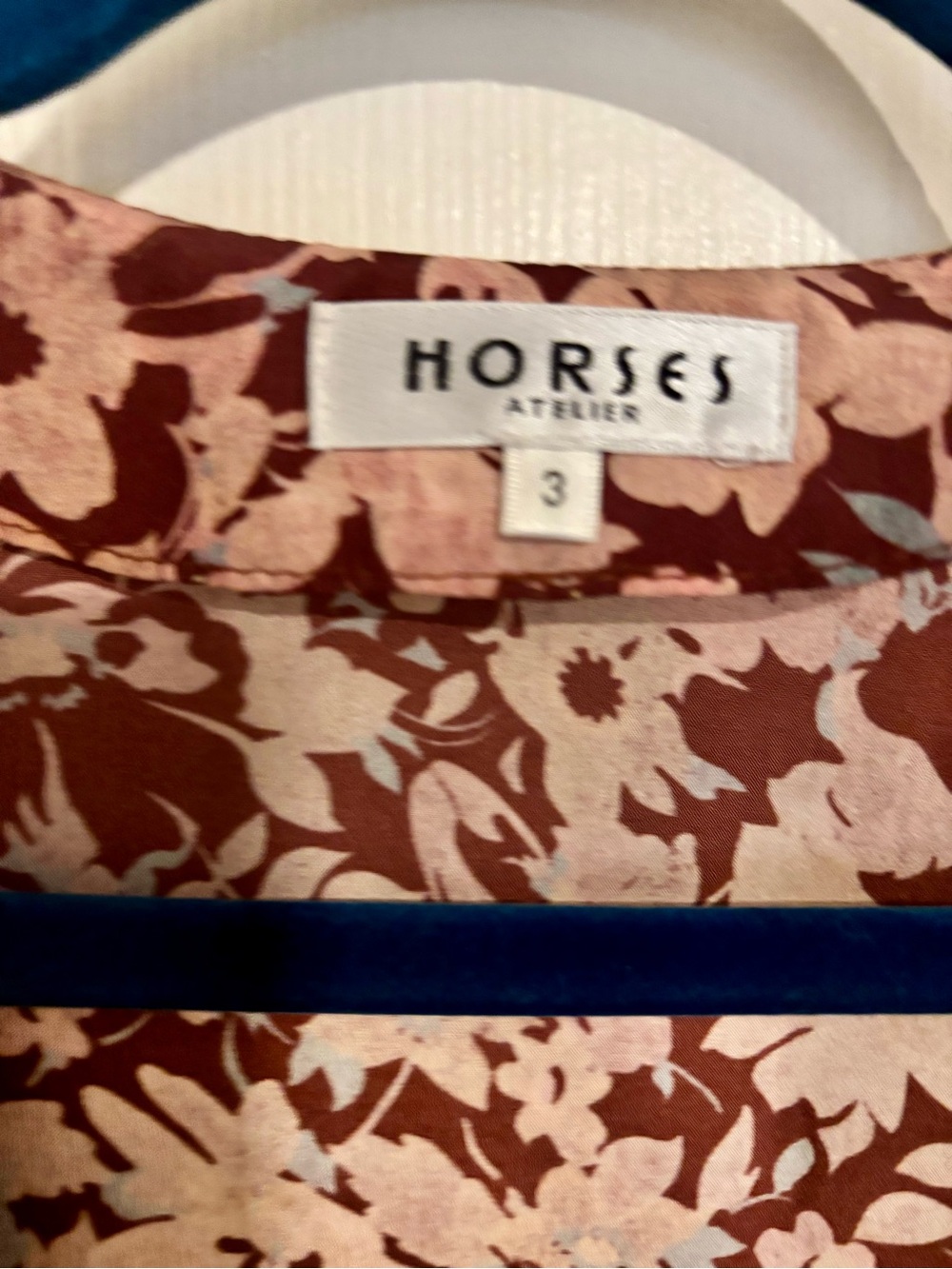 Horses Atelier Silk Pink and Brown Floral Midi Dress